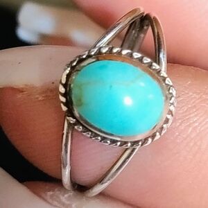 Turquoise stone set in SILVER size 6